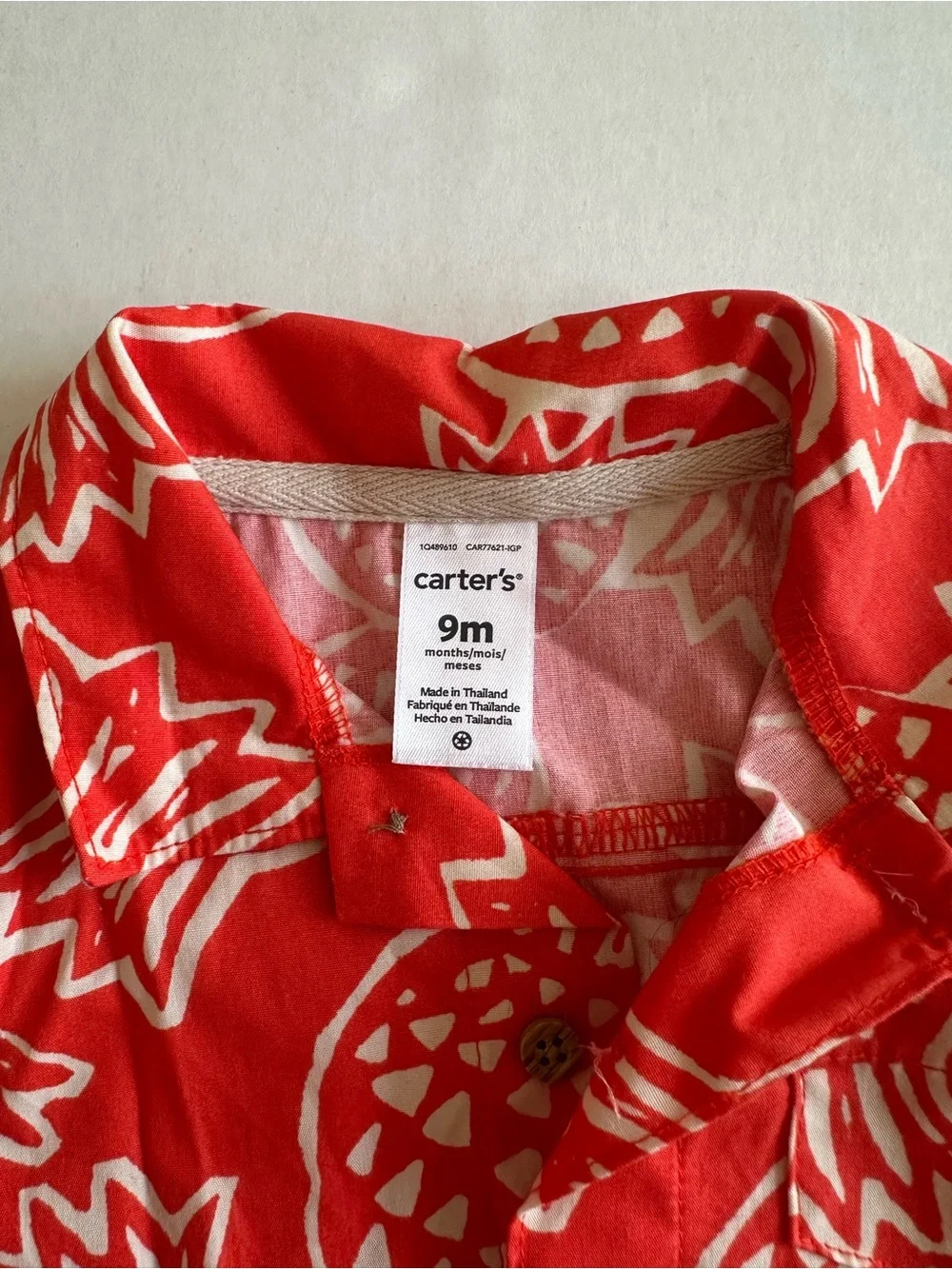 Carter's Red Pineapple Print Short Sleeve Romper